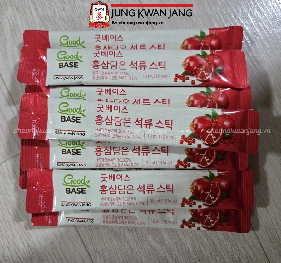 Nước Hồng Sâm Goodbase Lựu Đỏ Jung Kwan Jang gói 10ml bổ sung sức khỏe và đẹp da
