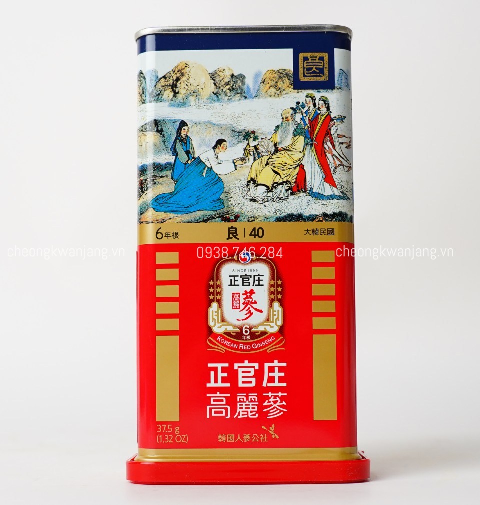 Hồng Sâm (Lương Sâm) Củ Khô Jung Kwan Jang (Cheong Kwan Jang) 37.5g Số 40 cao cấp – sản phẩm hồng sâm Hàn Quốc 6 năm tuổi, bồi bổ sức khỏe, tăng cường sức đề kháng và hỗ trợ phục hồi cơ thể.