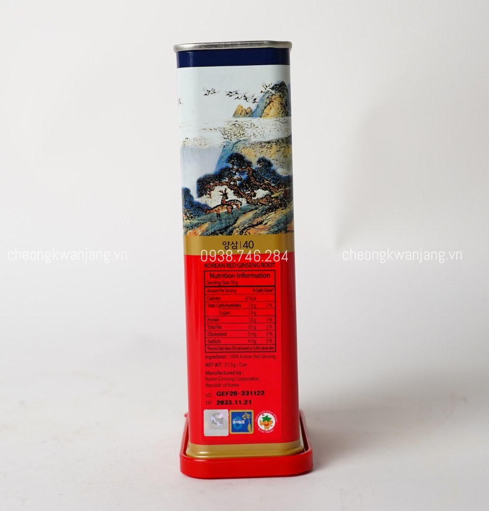 Hồng Sâm Củ Khô Jung Kwan Jang 37.5g Số 40 – sản phẩm chính hãng KGC giúp tăng cường sức khỏe và phục hồi thể lực