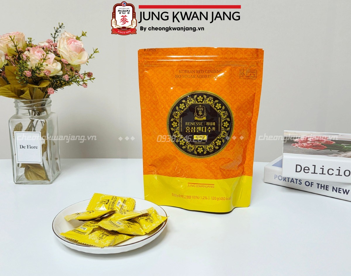 Kẹo Hồng Sâm Không Đường Jung Kwan Jang 120g chính hãng