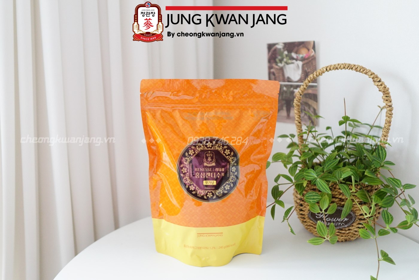 Kẹo Hồng Sâm Không Đường Jung Kwan Jang 240g chính hãng Hàn Quốc