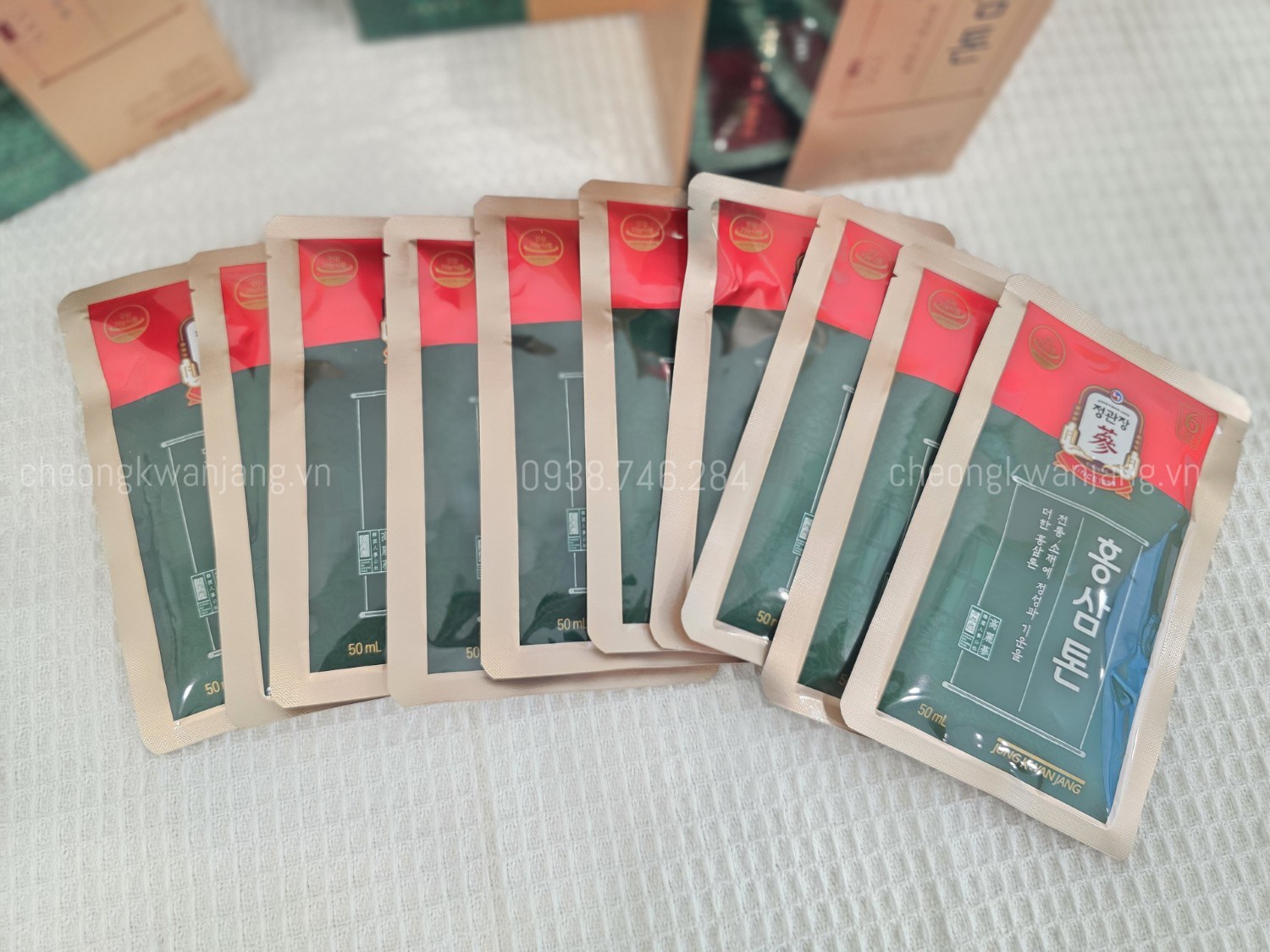 Bao bì sản phẩm Nước Hồng Sâm Pha Sẵn KGC Tonic Mild 50ml x 30 gói