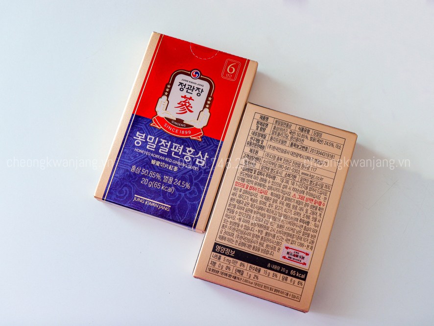 Hồng sâm lát tẩm mật ong Jung Kwan Jang 20g x 12 gói - 정관장 봉밀절편홍삼 20g x 12포 | Cheong Kwan Jang | Cheongkwanjang.vn