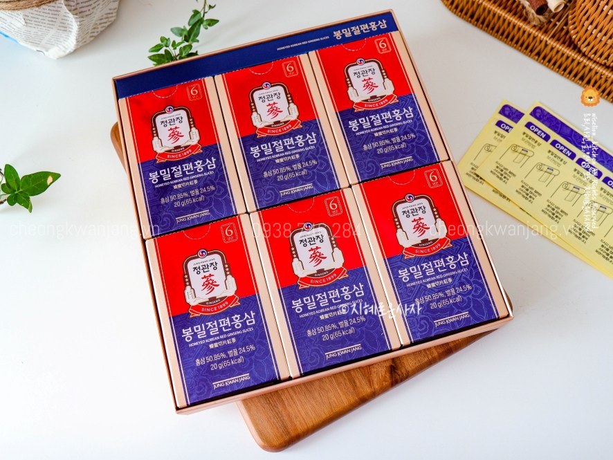 Hồng sâm lát tẩm mật ong Jung Kwan Jang 20g x 12 gói - 정관장 봉밀절편홍삼 20g x 12포 | Cheong Kwan Jang | Cheongkwanjang.vn