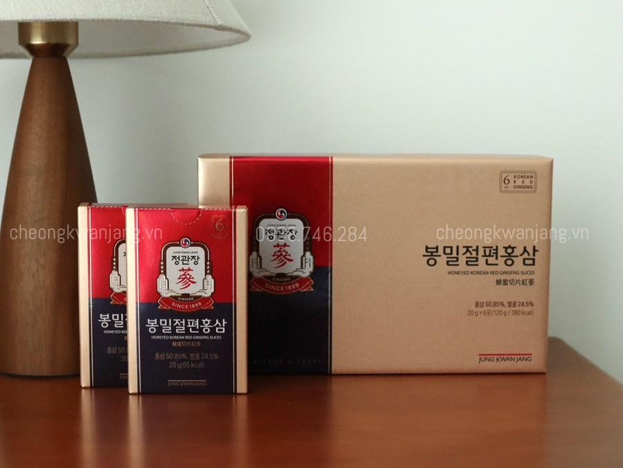 Hình Ảnh Hồng sâm lát tẩm mật ong Jung Kwan Jang 20g x 6 gói - 정관장 봉밀절편홍삼 20g x 6포 |  Cheong Kwan Jang | Cheongkwanjang.vn
