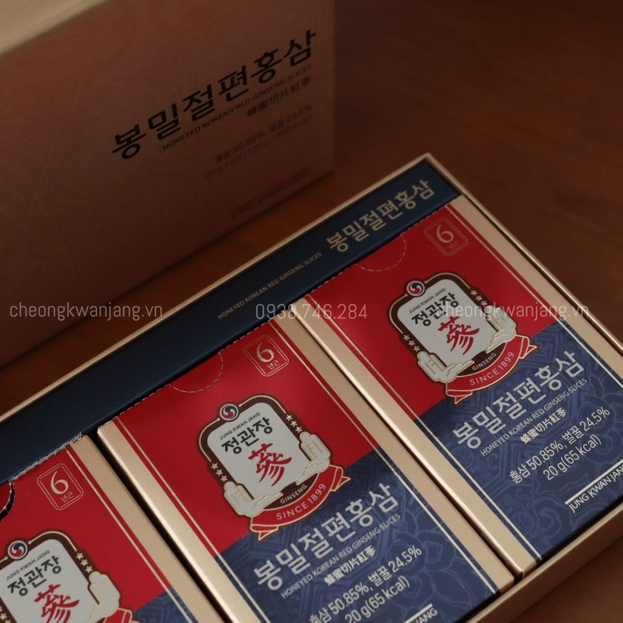 Hình Ảnh Hồng sâm lát tẩm mật ong Jung Kwan Jang 20g x 6 gói - 정관장 봉밀절편홍삼 20g x 6포 |  Cheong Kwan Jang | Cheongkwanjang.vn