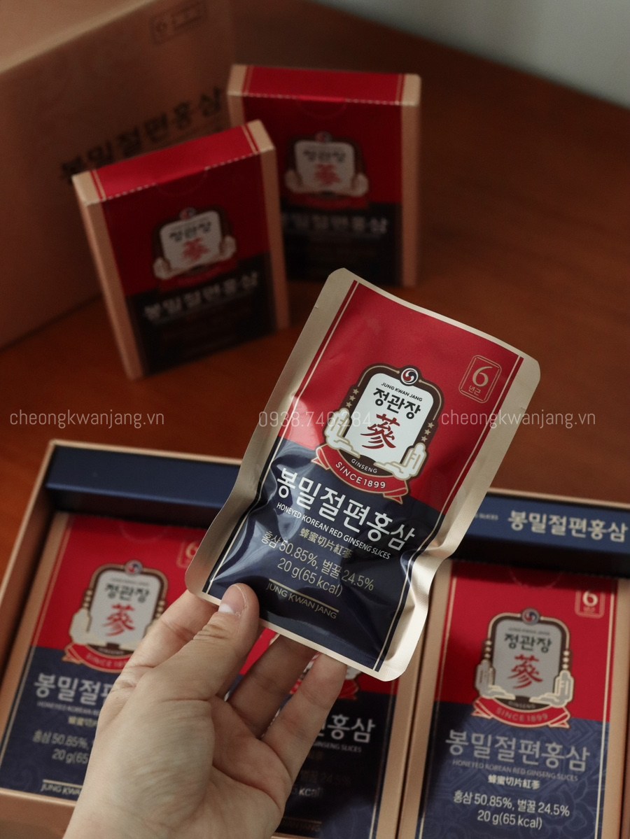 Hình Ảnh Hồng sâm lát tẩm mật ong Jung Kwan Jang 20g x 6 gói - 정관장 봉밀절편홍삼 20g x 6포 | Cheong Kwan Jang | Cheongkwanjang.vn