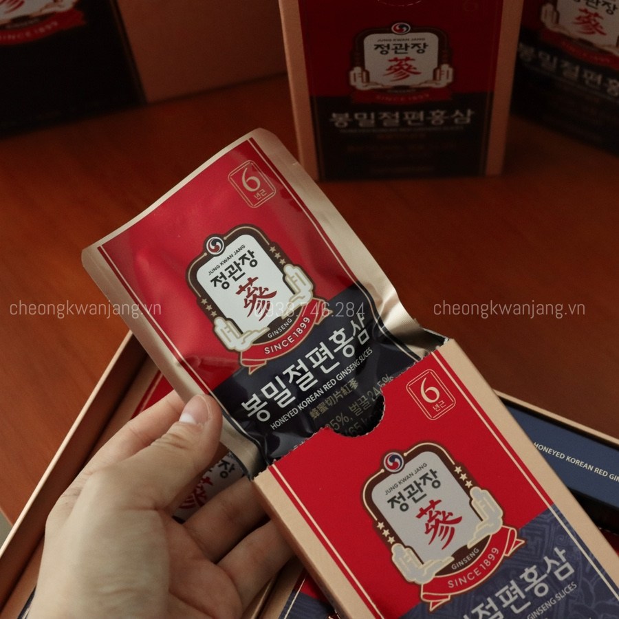 Hình Ảnh Hồng sâm lát tẩm mật ong Jung Kwan Jang 20g x 6 gói - 정관장 봉밀절편홍삼 20g x 6포 | Cheong Kwan Jang | Cheongkwanjang.vn