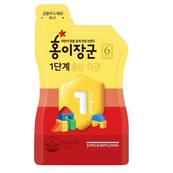 Nước Hồng Sâm Trẻ Em Jung Kwan Jang Số 1 ( 15ml  x 30 Gói ) - [정몰] 홍이장군 1단계 15ml*30포 (30일분) | Cheong Kwan Jang | cheongkwanjang.vn